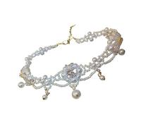 GMBYLBY Collana perle autentiche realizzate a mano Catene delicate Disegni per eventi formali Gioielli per la pelle sensibile Sicuri sapientemente infilati a mano Perle d ' acqua con iridescenza