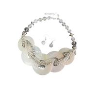 GMBYLBY Complessi gioielli contemporanei in conchiglia Collana con orecchini abbinati Abbigliamento versatile dalla spiaggia alla cena Catena premium da 125 g Gioielli in conchiglia naturale