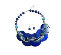 GMBYLBY Complessi gioielli contemporanei in conchiglia Collana con orecchini abbinati Abbigliamento versatile dalla spiaggia alla cena Catena premium da 125 g Gioielli in conchiglia naturale