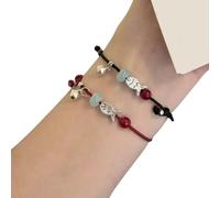 GMBYLBY Coppia Braccialetti con Ciondoli A Forma Pesce Intrecciato Cavo Rosso Gioielli da Polso Unisex Regolabili Cavo Semplice Design A Forma Pesce Amicizia