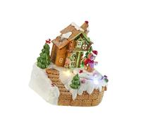 GMBYLBY Decorazione natalizia per tablet espositore in resina Music Box casa di neve ornamento da scrivania con LED Light Gift per bambini temi di vacanza LED House