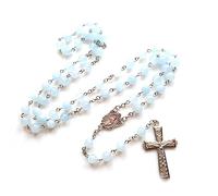 GMBYLBY Decorazioni per la stanza Regalo Giade Collane con rosario croce Collane con catene perline Ornamenti pendenti per collana meditazione in chiesa domestica