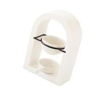 GMBYLBY Elegant White Ceramic Incenses Holders Feature Double Tiers Function for Drip Collection Gypsum Diffuser