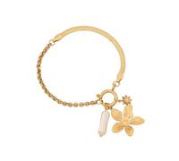 GMBYLBY Elegante ciondolo a forma di cuore con fiore, catena moderna adatta per varie occasioni da indossare tutti i giorni, Medio, Acciaio inossidabile, Nessuna pietra preziosa