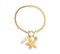 GMBYLBY Elegante ciondolo a forma di cuore con fiore, catena moderna adatta per varie occasioni da indossare, Medio, Acciaio inossidabile, Nessuna pietra preziosa