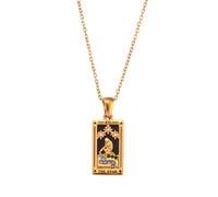 GMBYLBY Elegante collana con ciondolo a forma di carta dei tarocchi zodiacali, realizzata in robusto acciaio inossidabile, accessorio per una, Medio, Acciaio inossidabile, Nessuna pietra preziosa