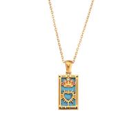 GMBYLBY Elegante collana con ciondolo a forma di carta dei tarocchi zodiacali, realizzata in robusto acciaio inossidabile, accessorio per una, Medio, Acciaio inossidabile, Nessuna pietra preziosa