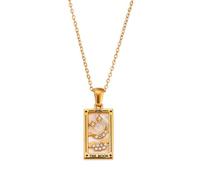 GMBYLBY Elegante collana con ciondolo a forma di carta dei tarocchi zodiacali, realizzata in robusto acciaio inossidabile, accessorio per una, Medio, Acciaio inossidabile, Nessuna pietra preziosa