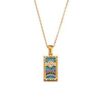 GMBYLBY Elegante collana con ciondolo a forma di carta dei tarocchi zodiacali, realizzata in robusto acciaio inossidabile, accessorio per una, Medio, Acciaio inossidabile, Nessuna pietra preziosa