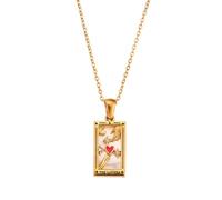 GMBYLBY Elegante collana con ciondolo a forma di carta dei tarocchi zodiacali, realizzata in robusto acciaio inossidabile, accessorio per una, Medio, Acciaio inossidabile, Nessuna pietra preziosa