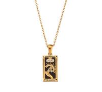 GMBYLBY Elegante collana con ciondolo a forma di carta dei tarocchi zodiacali, realizzata in robusto acciaio inossidabile, accessorio per una, Medio, Acciaio inossidabile, Nessuna pietra preziosa