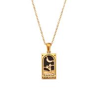 GMBYLBY Elegante collana con ciondolo a forma di carta dei tarocchi zodiacali, realizzata in robusto acciaio inossidabile, accessorio per una, Medio, Acciaio inossidabile, Nessuna pietra preziosa