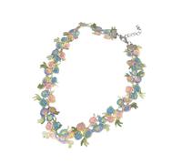 GMBYLBY Elegante ricamo floreale Collare Regolabile Collana Vintage Ispirato Gioielli Feminine Tessuto Fiorito Punto di Partenza Elegante Collana in Tessuto, misura unica, come descritto, come