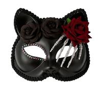 GMBYLBY Maschera per occhi in maschera pizzo Gatti Volpi copertura del viso con nappe fiori e velo per la festa carnevale Maschera per le donne e le ragazze maschera per occhi