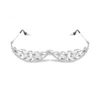 GMBYLBY Nessuno Lens Strass Occhiali Cornici V Forma Occhiali Da Sole Mezza Telaio Occhiali Da Sole Di Cristallo Per, Argento S., Medium