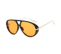 GMBYLBY Novità Sfumature Oversize Montatura In Metallo Leggero Lenti Polarizzate Per Le Donne Degli Uomini Moda Occhiali, Nero Brillante Arancio Giallo A-oy, Medium