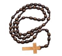 GMBYLBY Rosario in legno naturale con croci per fedeli unisex preghiera religiosa meditazione fatto a mano