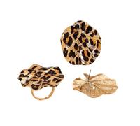 GMBYLBY Set di orecchini e anelli in lega con stampa leopardata vintage, accessorio alla moda per donne alla moda alla ricerca di stili unici