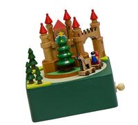 GMBYLBY SQUISITI Scatola Musica in Legno con Tema Case A Base Verde Che Porta Gioia Natale in Qualsiasi Sala da Tavolo da Esposizione Manovella Manovella