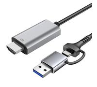 GMBYLBY USB+Tipo C A Adattatori per Cavi HDTV Convertitori Video Cattura Adattanti della Scheda Cavo PC per I Registri dei Videogiochi Cattura L'acquisizione della Scheda