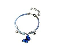 GMBYLBY Vibrant in Lega Farfalla Bracciale in Perline con Corda Intrecciata A Mano Regolabile per Donne Girls Kids Special Occasions Stili Minimalisti Bracciale