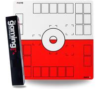 GMC Deluxe XL 2 Player Red & White Gaming Mat Compatible for Pokemon Trading Card Game Stadium Board Playmat for Compatible Pokemon Trainers - Waterproof Card Gaming Mat