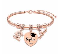 GMDLSK Bracciale Laurea Personalizzato Classe 2026 - Acciaio Inox con Nome e Anno - Bracciale Regalo per Lei, Figlia, Sorella, Migliore Amica - Finire Scuola o Università (Stile 1)