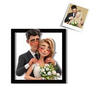 GMDLSK Personalizzato 3D Cartoon Style Photo Frame Segno In Legno, Cornice per Foto Ritratto di Famiglia, Portafoto personalizzato Anime, Caricatura Regali di Natale Anniversario