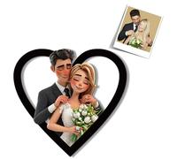 GMDLSK Personalizzato 3D Cartoon Style Photo Frame Segno In Legno, Cornice per Foto Ritratto di Famiglia, Portafoto personalizzato Anime, Caricatura Regali di Natale Anniversario