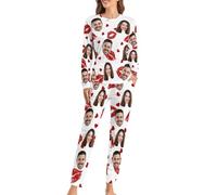 GMDLSK Set Pigiama Personalizzato con Foto del Viso, Donna Uomo, Loungewear Pigiama Regalo per la Famiglia Coppia XS-6XL