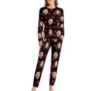 GMDLSK Set Pigiama Personalizzato con Foto del Viso, Set Pigiama Personalizzato per Donna Uomo, Loungewear Pigiama Regalo per la Famiglia Coppia XS-6XL