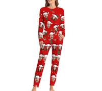 GMDLSK Set Pigiama Personalizzato con Foto del Viso, Set Pigiama Personalizzato per Donna Uomo, Loungewear Pigiama Regalo per la Famiglia Coppia XS-6XL