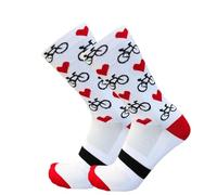 GMDNS Calze Da Uomo Calze Sport Pro Cycling Da Uomo Da Donna Bici Da Strada A Compressione Mountain Bike Da Corsa Con Motivo A Cuore Bianco
