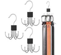 GmeDhc 3 Pezzi Armadio Portacinture, Appendino per Cinture con 6 Ganci, Appendino per Cinture in Legno Metallico, Ortacinture, per Cravatte, Sciarpe, Cappelli