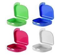 GmeDhc 4 pezzi Porta Apparecchio Denti, Scatolina per Dentiera con Fori di Sfiato, Scatola Apparecchio Denti, Scatola per Protesi, Contenitore Bite Dentale per Dentiera, Custodia Bite Dentale