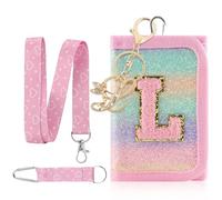 GmeDhc Borsa per il petto per bambini, portamonete da ragazza, con lettere rosa dalla A alla Z, tripla piegatura, con portachiavi, portamonete da appendere, borsa da scuola, regalo per ragazza, L, 12