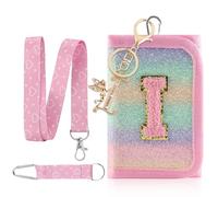 GmeDhc Borsa sul petto per bambini, con lettere rosa dalla A alla Z, tripla piegatura con portachiavi, portafoglio da appendere per la scuola, regalo per ragazze, i, 12*8*2.5CM, Moderno