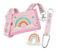GmeDhc, bustina a tracolla per bambini, portamonete, portafoglio con portachiavi e ciondolo, per ragazze e bambine, arcobaleno, Fashion