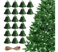 GmeDhc Campanelle per fai da te, 20 campane verdi con corda di iuta da 10 m, campanella per fai da te, campanelle di Natale per fai da te, campane eoliche, addestramento per cani