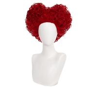 GmfLeX Parrucca ad alveare con panino a cuore rosso per parrucca regina rossa parrucca da donna corta parrucche rosse ricci per parrucca cosplay costume da regina del cuore festa di Halloween