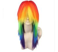 GmfLeX Rainbow Dash Parrucca, lungo dritto Cosplay Parrucca con coda di cavallo multicolore Cosplay Parrucca Anime Parrucca Costume di Halloween Parrucca di Natale parrucca partito