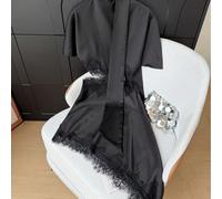 GMFP Abito mini da donna primavera/estate casual elegante alla moda con pizzo a contrasto, texture in raso e vita traforata, per appuntamenti, Festa dell'Indipendenza, Coppa del Mondo, nero L,M,S,XL,X