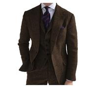 GMGQJST Completo Uomo Elegante Abito da Uomo Formale 3 Pezzi Slim Fit Scialle con Risvolto in Tweed Smoking da Ballo for testimoni dello Sposo di Nozze (Giacca + Gilet + Pantaloni)(Coffe,5XL)