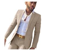 GMGQJST Completo Uomo Elegante Costume Beige da 2 Pezzi, Abito da Uomo Slim Fit, Giacca da Uomo con Pantaloni(S)