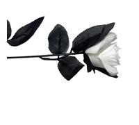 GMGQJST Fiori Finti Per Decorazioni 5 pezzi 8-9 cm seta nera rosa testa di fiore artificiale bouquet casa soggiorno matrimonio decorazione natalizia decorazione di capodanno(White black,5pcs)