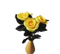 GMGQJST Fiori Finti Per Decorazioni 5 pezzi 8-9 cm seta nera rosa testa di fiore artificiale bouquet casa soggiorno matrimonio decorazione natalizia decorazione di capodanno(Yellow,6pcs)