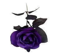 GMGQJST Fiori Finti Per Decorazioni 5 pezzi 8-9 cm seta nera rosa testa di fiore artificiale bouquet casa soggiorno matrimonio decorazione natalizia decorazione di capodanno(PURPLE,5pcs)
