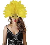 GMGQJST Maschera Da Donna Con Piume Copricapo piumato con maschera, accessorio for costume di mascherata, for feste di Natale e costumi di scena(Yellow)