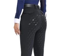 GMGQJST Pantaloni per Cavallo Pantaloni da Equitazione in Silicone con Seduta Completa, Leggings da Equitazione, Pantaloni da Equitazione da Donna, Abbigliamento da Equitazione(Black,XS)