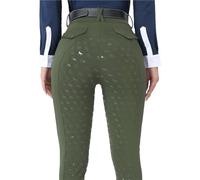 GMGQJST Pantaloni per Cavallo Pantaloni da Equitazione in Silicone con Seduta Completa, Leggings da Equitazione, Pantaloni da Equitazione da Donna, Abbigliamento da Equitazione(Dark Green,XS)